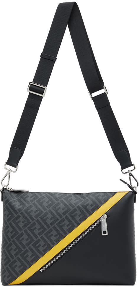 Fendi: Black Medium 'Forever Fendi' Messenger Bag 